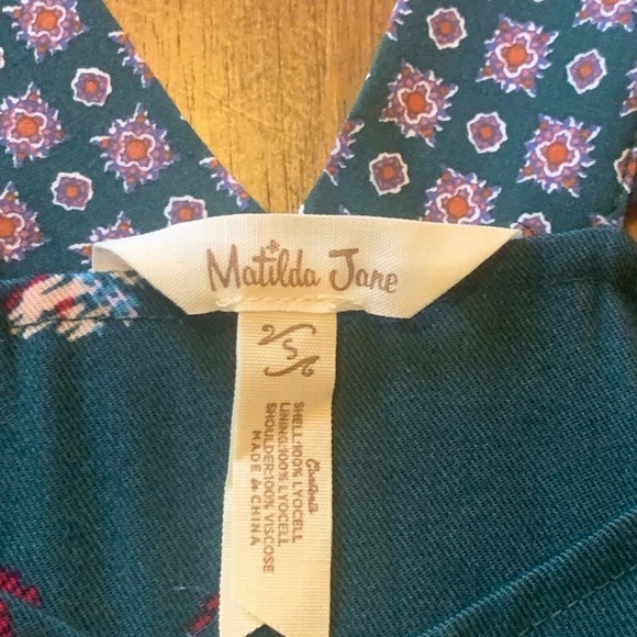 Matilda Jane Evergreen Dream Jumpsuit Small Green Pockets ruffle straps pants - Picture 6 of 11